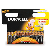Батарейки DURACELL Basic, AAA LR3, Alkaline, 12 шт., в блистере, 1,5 В